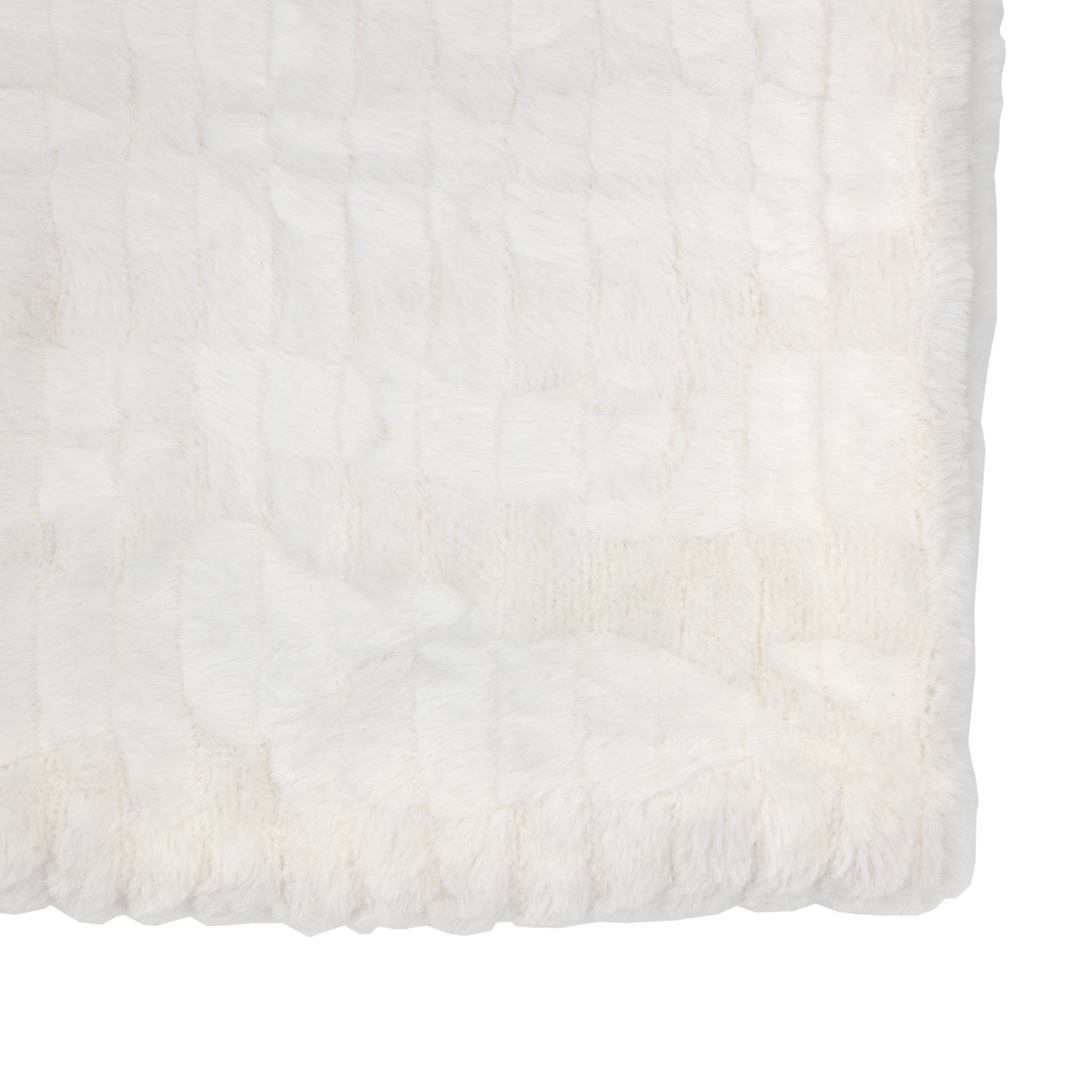 Textured Rabbit Faux Fur Cream Throw